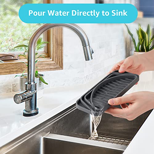 2Pack Refrigerator Drip Catcher Tray, Cuttable Silicone Fridge Drip Tray Protects Ice And Water Dispenser Pan, Refrigerator Water Catcher For Water Dispensers,Fridge Spills Water Pad Catch Basin, Grey #TOP3