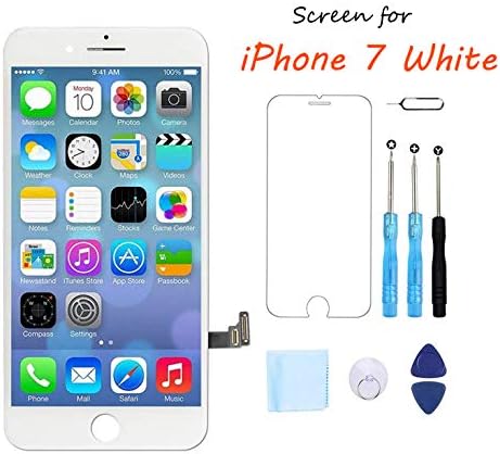 Screen Replacement for iPhone 7 Black 4.7” LCD Display Full Assembly Retina Touch Digitizer Frame Assembly with Repair Tools Kit and Screen Protector