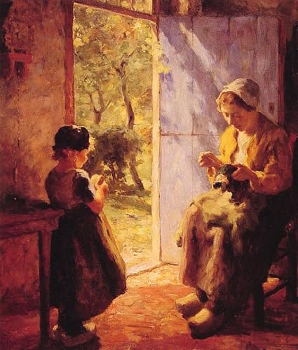 Affiche toile la leçon de couture par Evert Pieters 60x90cm