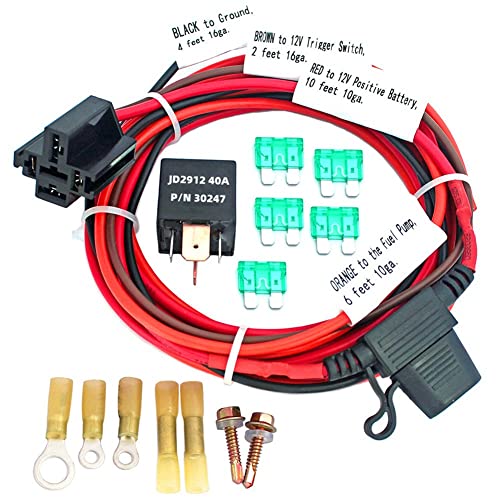 QWAMBVZE Universell 12 V elektrisk bränslepump reläkit universella bilreläer och uttag kit vattentätt relä med bränslepump ledningssele 5 stift SPDT