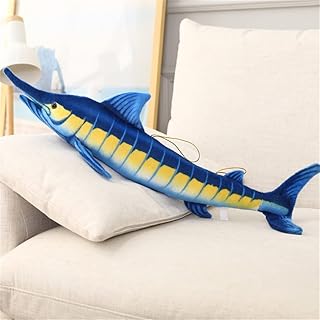 pangcangshu Big Size Simulation Fish Toys Stuffed Soft Plush Blue Marlin Makaira Mazara Pillow Toys for Kids Girls Birthday Toys (Blue, 140cm/55inch)