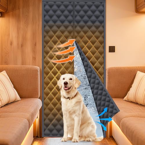 Gociean - Magnetic RV Insulated Door Cover for Winter, Fit Door Size Largest 30'' x 73'' (Curtain 33'' x 75''), Thermal Insulated RV Door Curtain, Water-Resistant Thermal Insulated Blanket for RV Camper Trailer - -10%