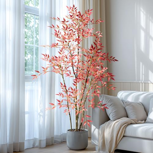 6ft Faux Bamboo Tree Artificial Nandina Tree Artificial Indoor Plants Realistic Fake Potted Tree...