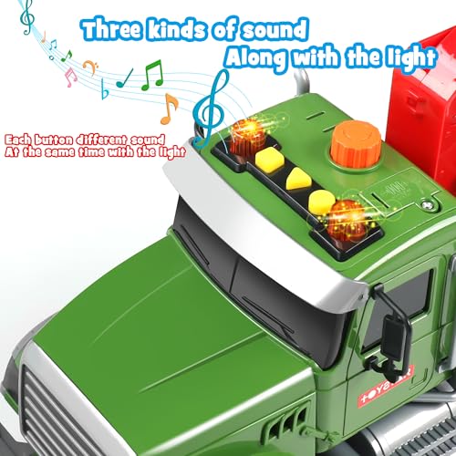 Image of Dwi Dowellin Kids Toys for 3 4 5 6 7 Years Old Boys,15 inch Large Timber Truck with Loading Crane and 6 Trunks,Birthday Gifts for Boy Toddler Child