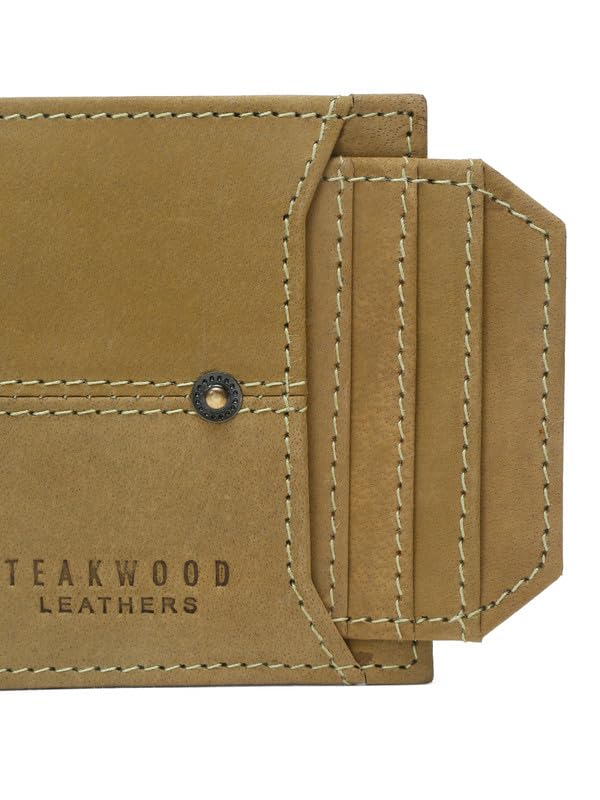 Image of TEAKWOOD LEATHERS Men's Two Fold Zipper Leather Wallet | Leather Men Wallet (Green)