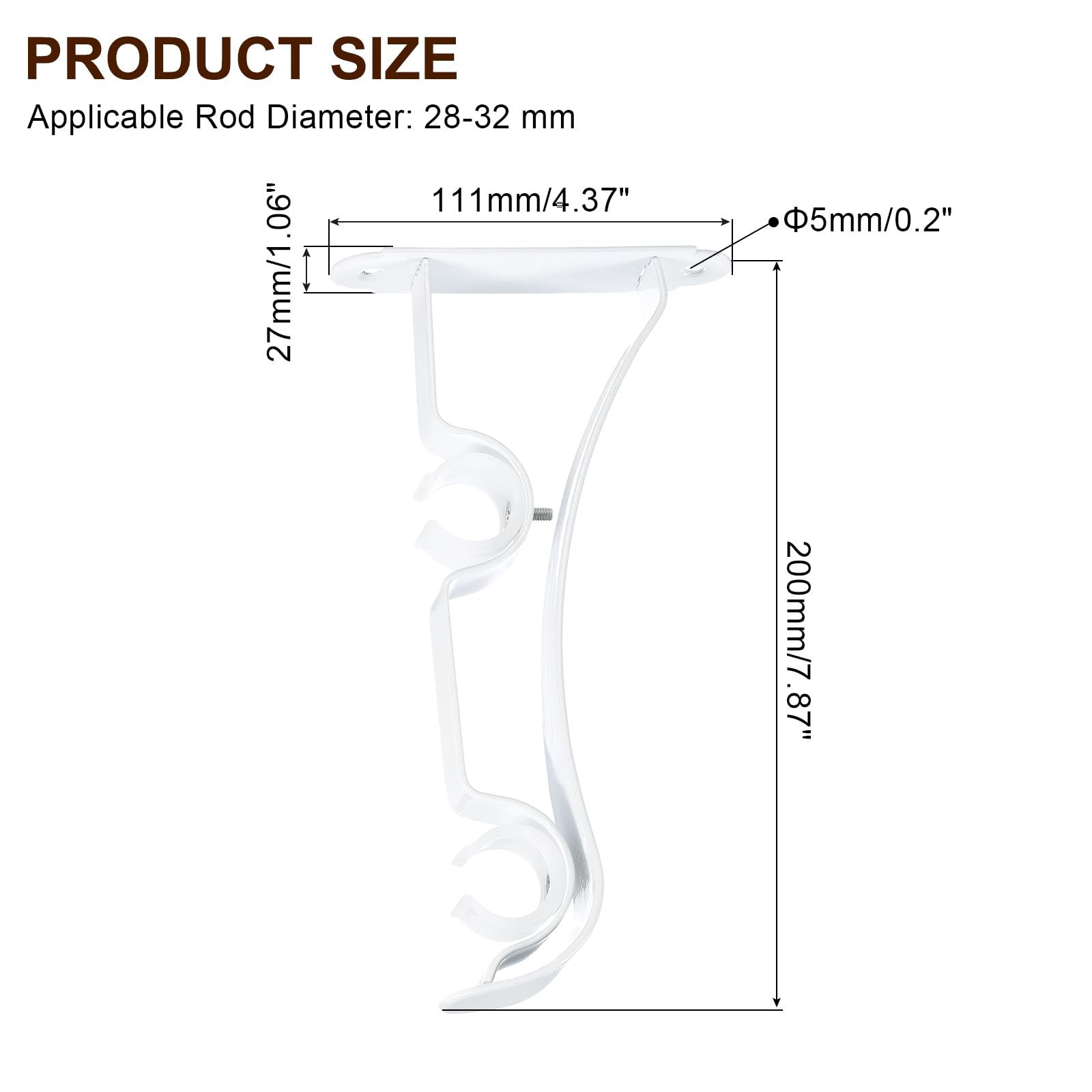 uxcell 4Pcs Double Curtain Rod Bracket, Wall Mount Metal Curtain Rod Holder, White