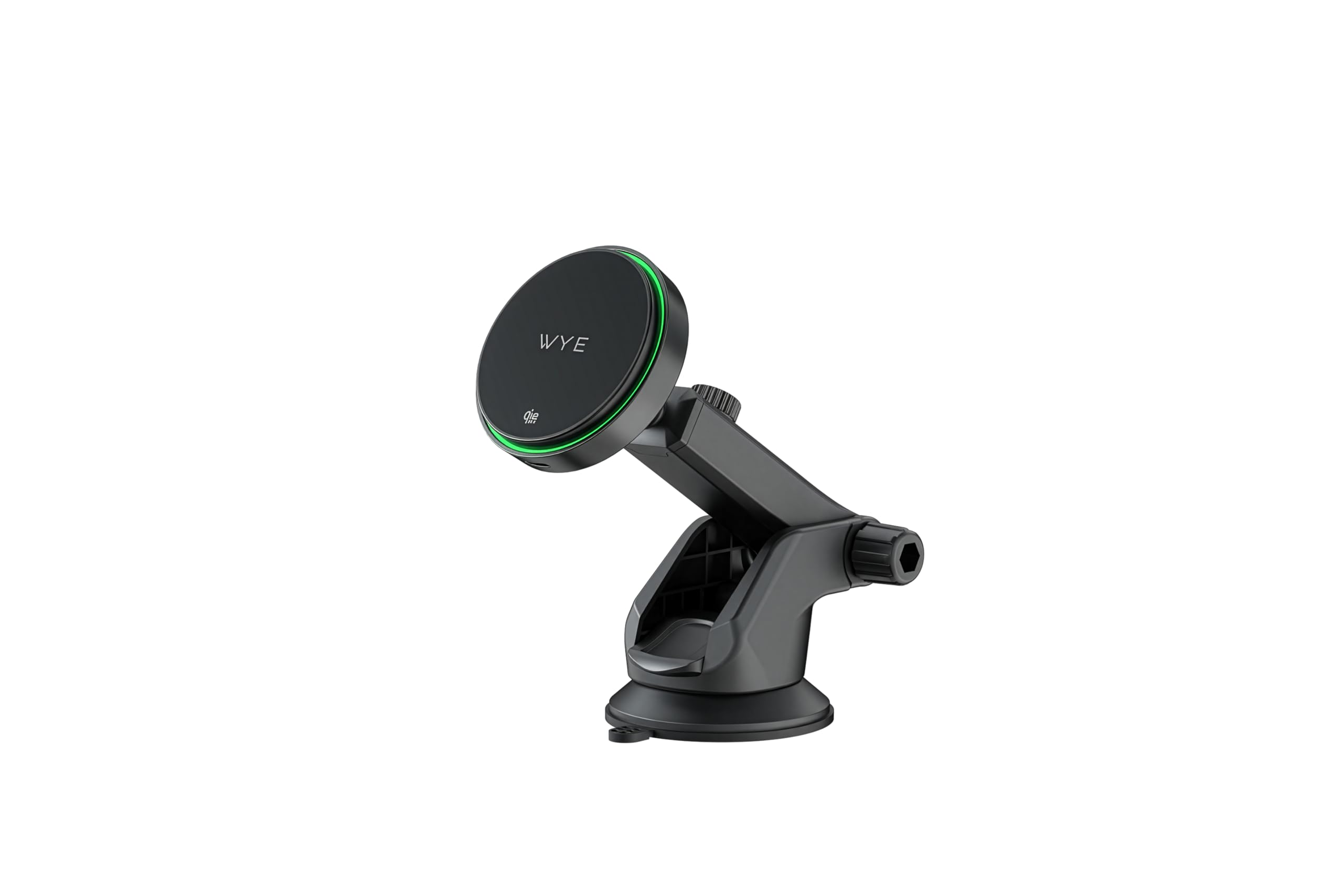 WYE Caricabatterie magnetico wireless da auto da 25 W con ricarica rapida Q12.2-MPP, supporto da cruscotto USB-C e indicatore LED per smartphone Qi, nero