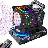 SHCKE Bubble Machine with Remote Control, Auto Rotation & 11 RGB Lights