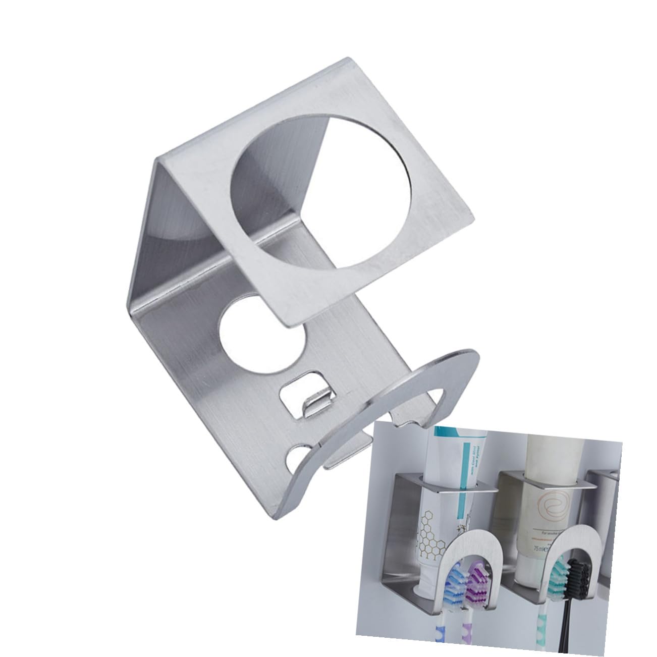 Amosfun 3pezzi Inossidabile Per Spazzolini e Dentifricio Portaspazzolino Multi- e Antiruggine Design Per Installazione Facile Foratura