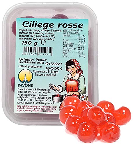 Pavone Gr 150 Cocktail Cherries Ciliegine Rosse Candite Rosse Per Long Drinks Coppe Gelato E Dolci