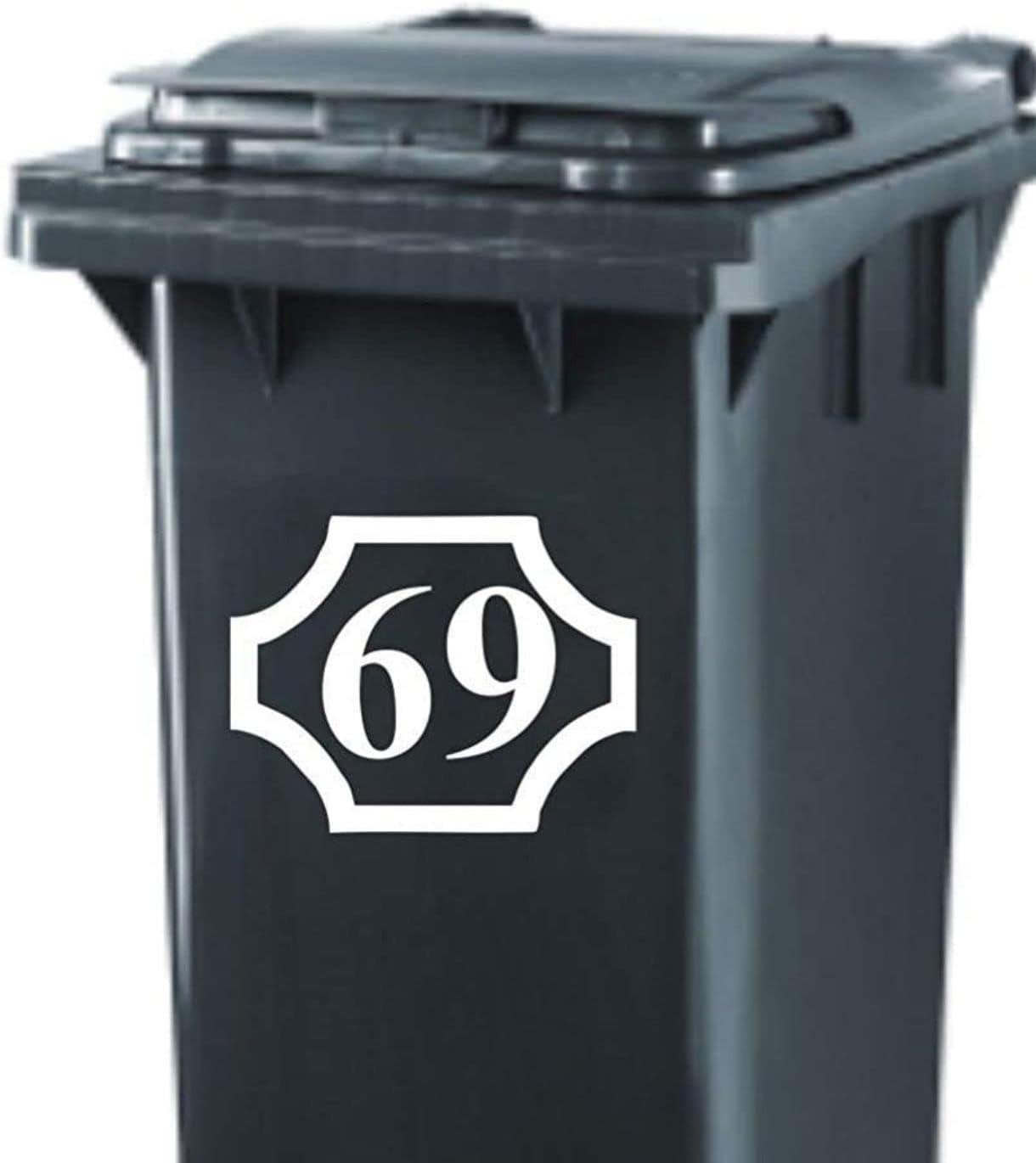 Wheelie Bin Sticker "House Number with Border 20 cm", Sticker Made of