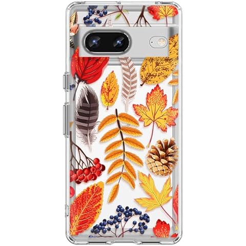 Blingy's for Google Pixel 7 Pro Case, Cute Colorful Autumn Leaves Pattern Floral Fall Design Transparent Soft TPU Protective Clear Case (Fall Leaf Mix) Cover