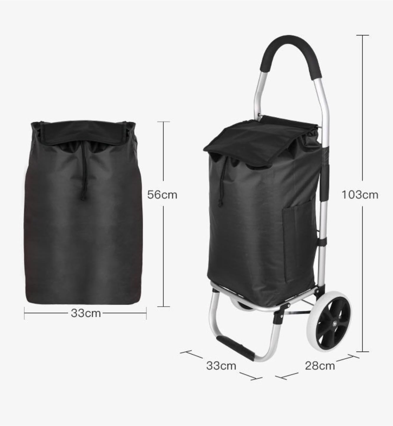 Carrello della spesa pieghevole multifunzionale con ruote, carrello per la spesa blu per la spesa, viaggi e uso all'aperto, leggero e resistente, perfetto per le esigenze di shopping