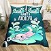 jejeloiu Cartoon Axolotl Green Duvet Cover Kawaii Axolotl Bedding Set 3D Animals Comforter Cover for Boys Girls Bedroom Decor Salamander Bedspread Cover Full Size with 2 Pillow Case