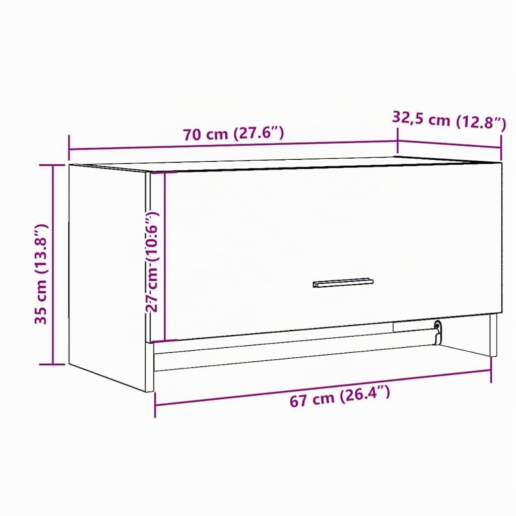 ACAGALA Hängeschrank-Bad, Klappbarer Badezimmer Wandschrank Teleskopöffnung, Badschrank 70 Breit mit Wäscheständer, Eiche handwerklich 70 x 32,5 x 35 cm