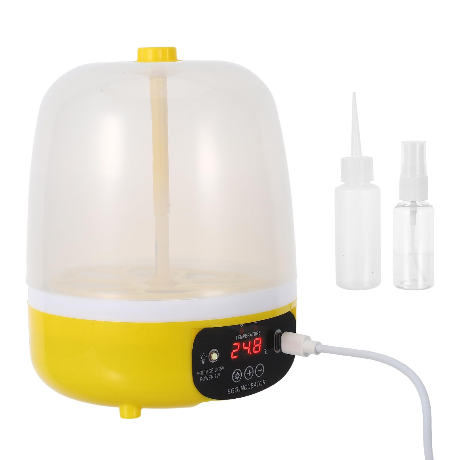 Incubateur à Œufs Intelligent USB avec Contrôle Précis de Température pour Poulet Canard Caille Oie Mini Couveuse Silencieuse Compacte avec Fenêtre Observation Transparente