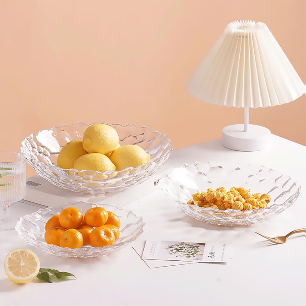 2 Pack Glass Fruit Bowl, Fruit Basket Holder, Crystal Fruit Bowl, Dessert Plate,Decorative Pedestal Bowl,for Table Décor for Home,Office, Wedding Decor, Fruit, Snack, Dessert (Large,Clear)