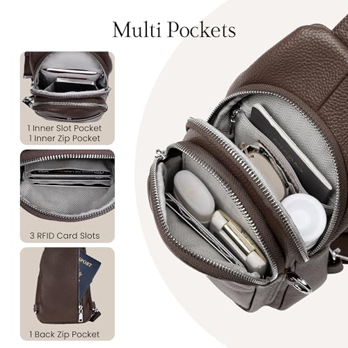 Image of befen Genuine Leather Sling Bag for Women Anti-Theft Crossbody Chest Bags Fanny Packs for Travel with RFID Card Slots