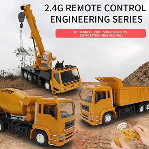 NUOBESTY Crane Truck Toy Remote Control Engineering Construction Vehicle Model Toy for Kids Toddlers, Orange, 32.3x9.3cm - Image 2