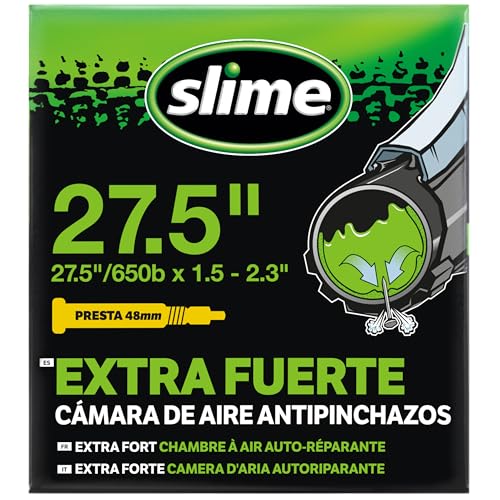 Slime 30023 Cámara de Aire para Bicicleta, Antipinchazos, con Sellante Slime, Sellado Autónomo, Prevenir y Reparar, Válvula Presta, 27.5' x 1.5-2.3'