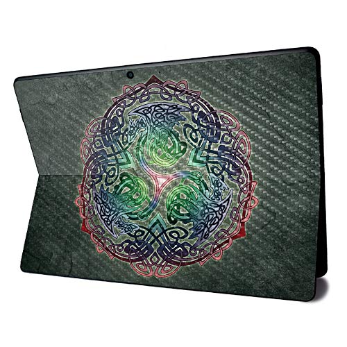 Image of MightySkins Carbon Fiber Skin for Microsoft Surface Pro X - Celtic Dragon | Textured Carbon Fiber Finish | Easy to Apply, Remove, and Change Styles | Made in The USA