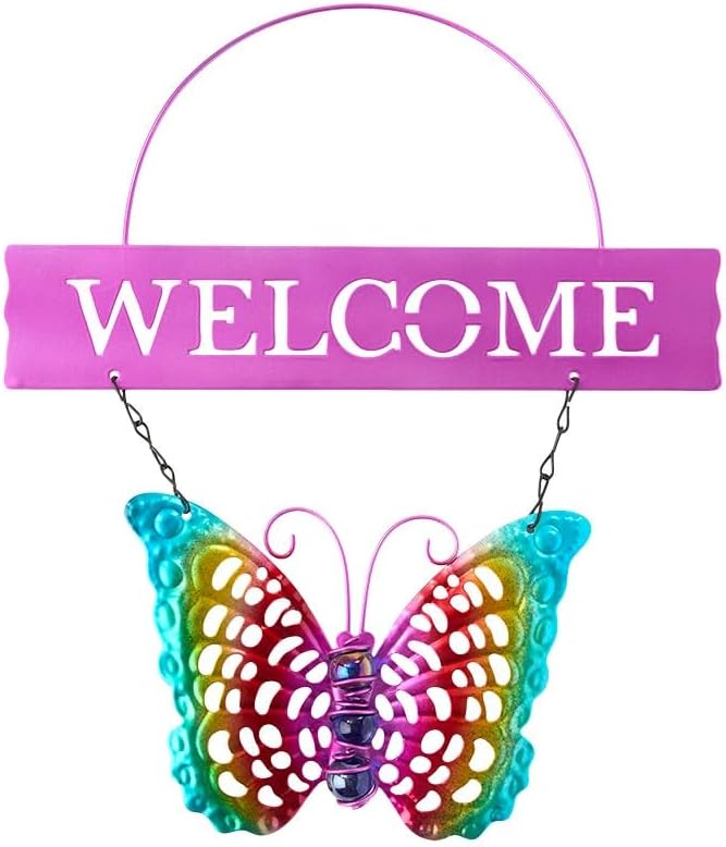 Vibrant Spring Welcome Sign Metal Wall Decor - Hummingbird