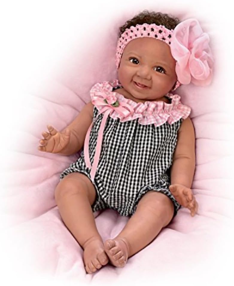 The Ashton-Drake Galleries Alanna with Hand-Rooted Hair So Truly Real® Lifelike & Realistic African-American Newborn Baby Doll 18-inches