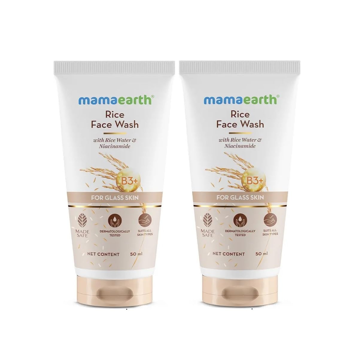 Mamaearth Rice Face Wash With Rice Water & Niacinamide for Glass Skin | 50 ml x 2-picture-30