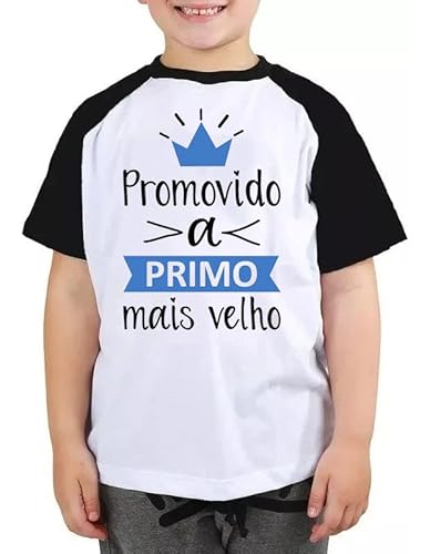 Camiseta infantil promovido a primo mais velho coroa camisa Cor:Preto;Tamanho:8