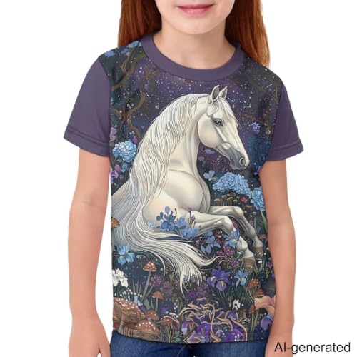 Image of Novelty 3D Graphic T Shirts for Kids Crew Neck Funny Animal Print Short Sleeve Girls Tshirts 3-16 Years