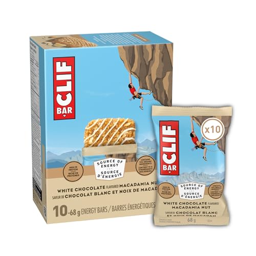 CLIF BAR Energy Bars, White Chocolate Macadamia Nut, Granola Bar, High in Protein, Contains 70% Organic Ingredients, 680 g (Pack of 10)