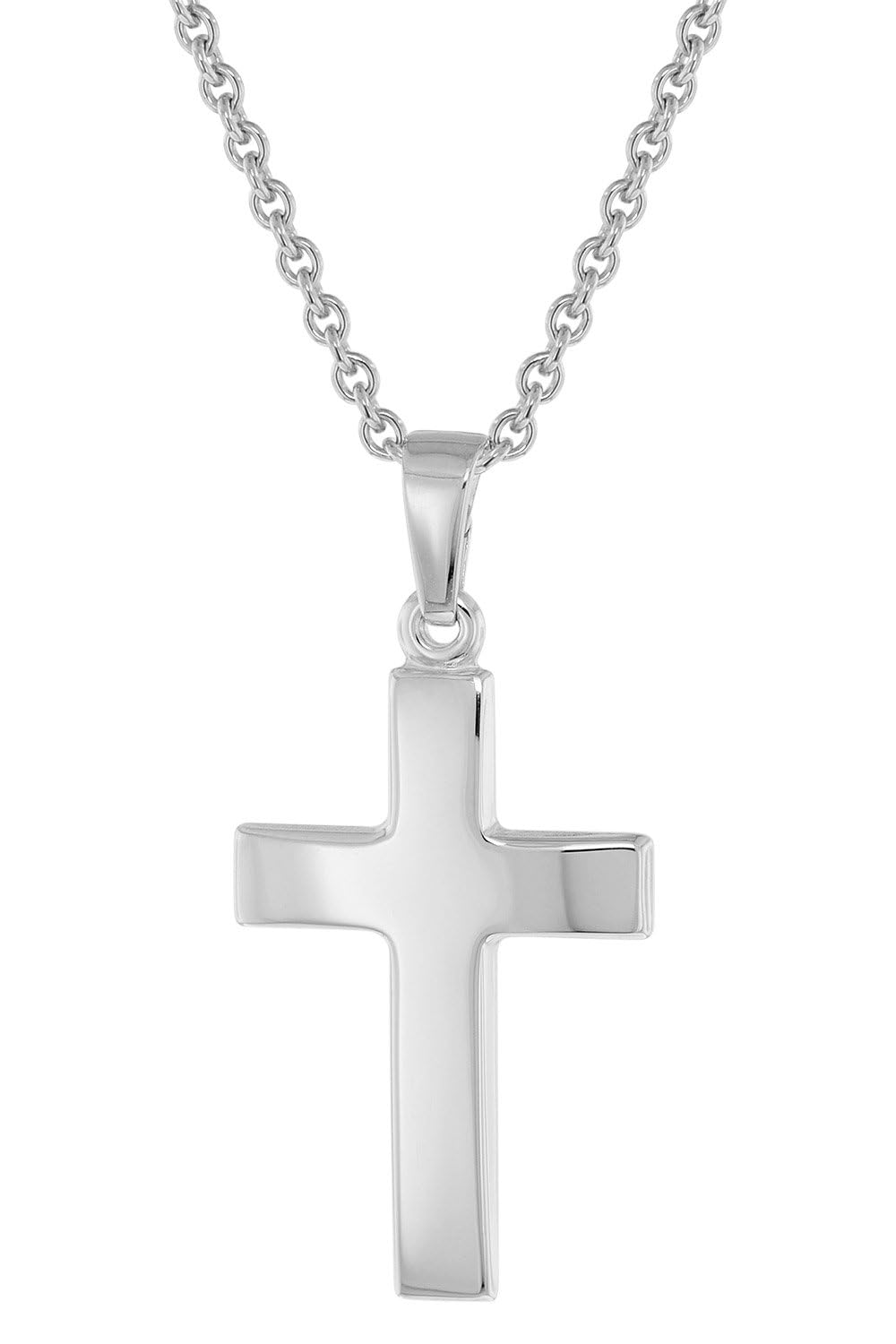 trendor Kreuz-Anhänger 21 mm Weißgold 333 (8 Karat) mit Silberkette 75966