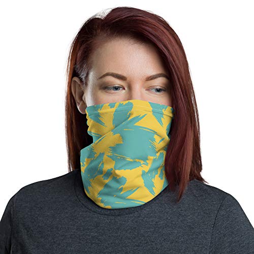Abstract Brush Art Design Blue Yellow Neck Gaiter