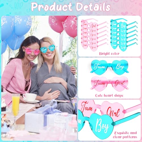 12 Pcs Gender Reveal Glasses Blue Pink Heart Sunglasses Bulk Team Boy or Girl Gender Reveal Party Favors Decor Glasses4