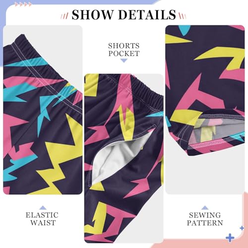 Boys' Pants Colorful Lightning Bolts Blue Long Bottoms Jogger Pants Elastic Waist Trousers with Pockets S-XL4