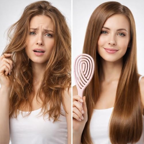 Image of KIMEE Premium Pink 3D Hair Brush for Styling, Detangling and Grooming for Men and Women |Straightens & Detangles Curly Hairs | Reduces Hair Breakage and Promotes Hair Growth | Best Hair Brush for All Hair Types Assorted