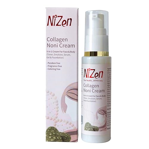 COLLAGEN NONI Crema, antienvejecimiento '5-en-1 crema' tóner-emulsión-sero-gel-base para todo tipo de piel, hidratante facial ligero y reafirmante