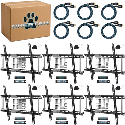 Support mural inclinable TV 32-86 pouces Cheetah Lot de 6 pour charge max 74.8 kg VESA 600x400