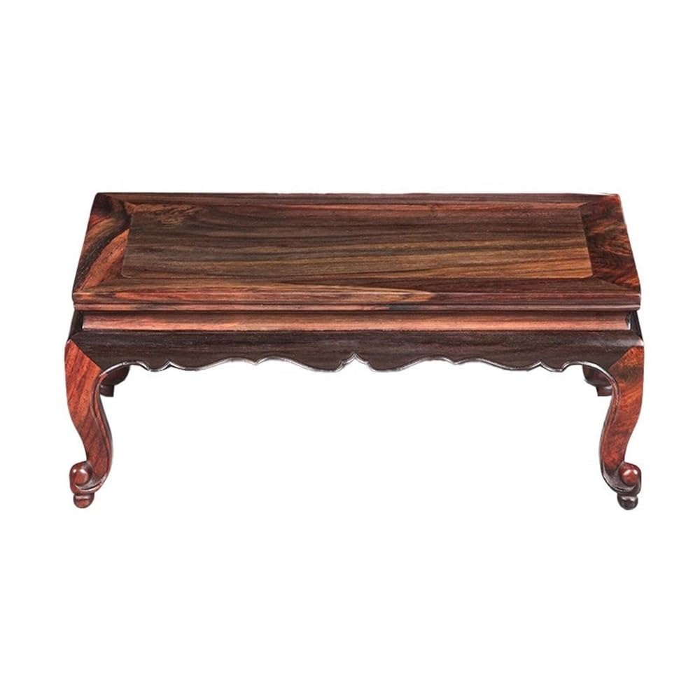 F4j5L7g2 Display Stand Base Rectangular with Leg Woodcarving Bonsai Base Crafts, Mahogany Vase Display Stand