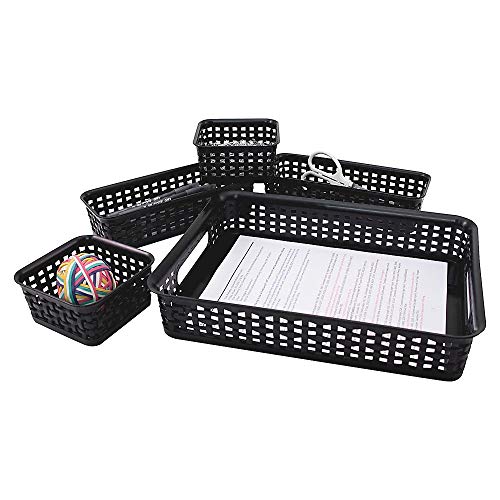 Advantus Thinkspace Plastic Weave Bins, Black,...