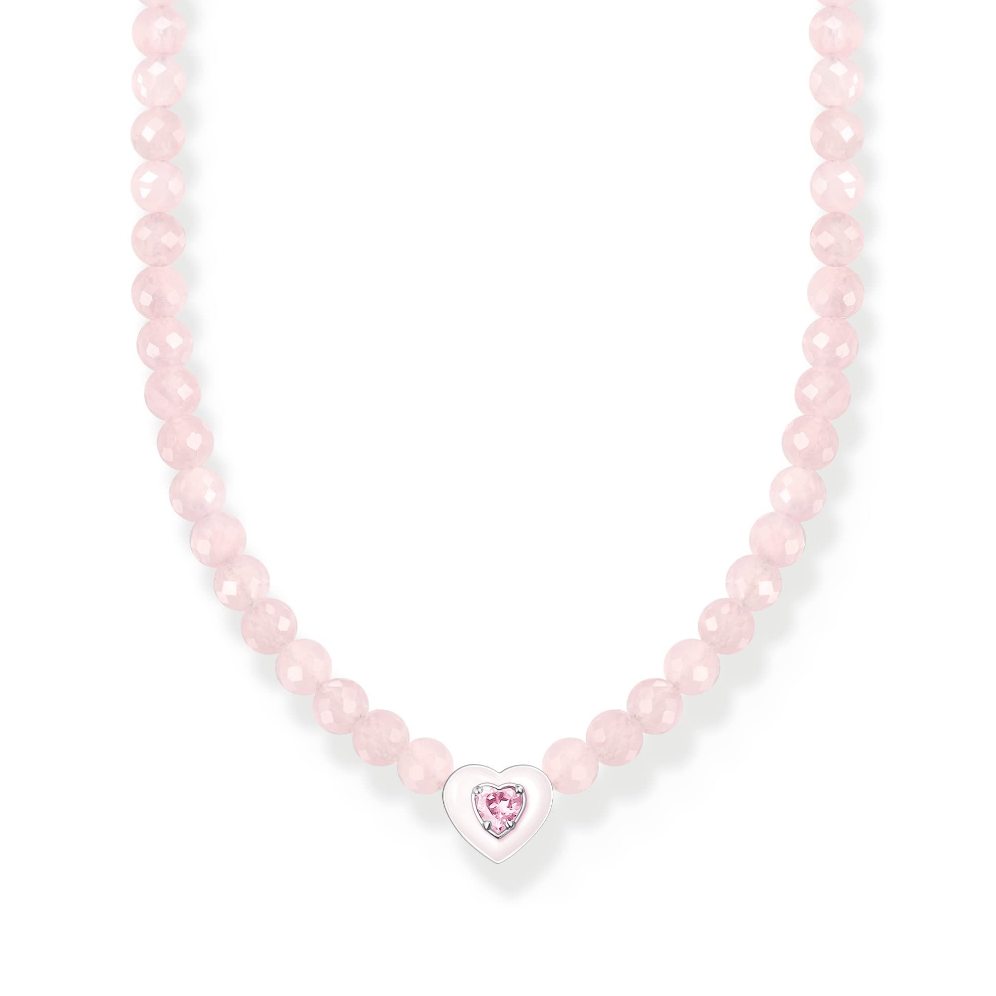 THOMAS SABO Choker Herz mit pinken Perlen 925 Sterlingsilber, Kaltemail