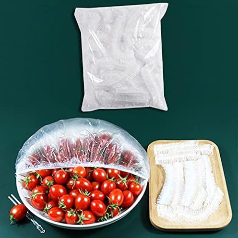 Reusable Fresh Keeping Bags Cling Film Bag -100 Pcs Elastic Lids Food Storage Covers,Universal Elastic Stretch Bowl Cups Lids Food Covers Kitchen Supplies for Fruit/Vegetable/Meat/Food Preservation Cover