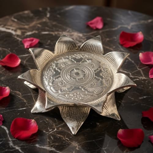 Image of Solid Brass /Pittal Lotus Singhasan Kamal Asan for Lord Krishna Ram Laxmi Idol 16x7 cm