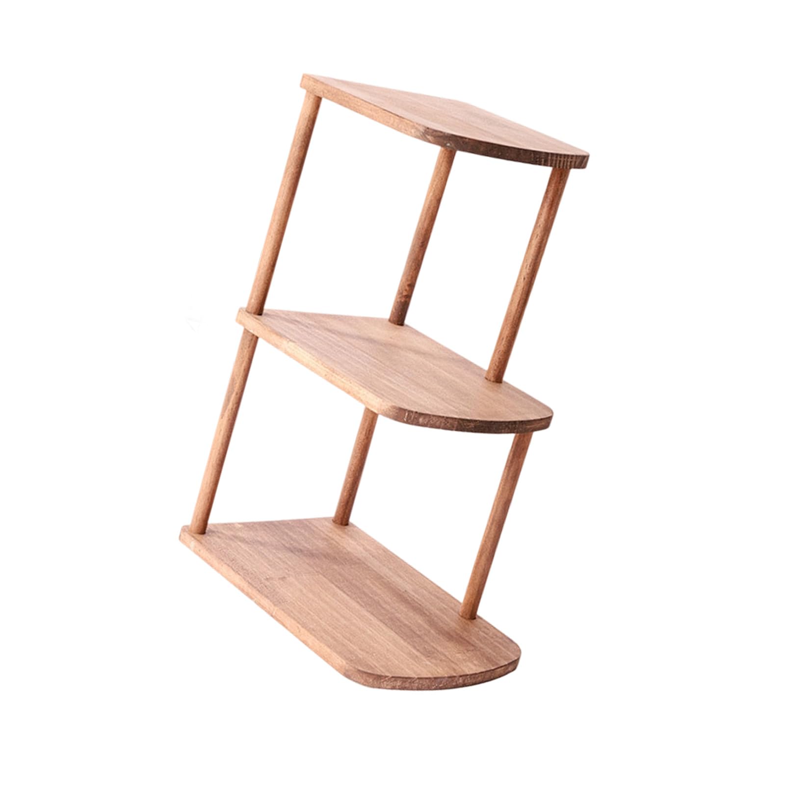 Buxuaaaa Space Saving Right Side Wooden Shelf with Cutting for Decoration and Storage 3 Tiers Nordic Styles Storage Rack Nordic Rack