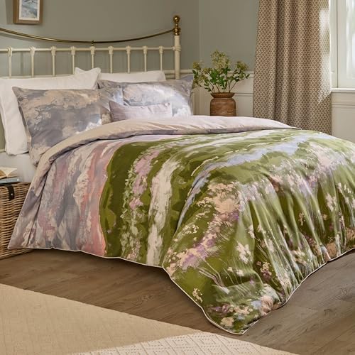 Image of Voyage Maison Foinaven Duvet Cover Set – Highland Heather Slub Cotton Piped Trim (Heather – King)