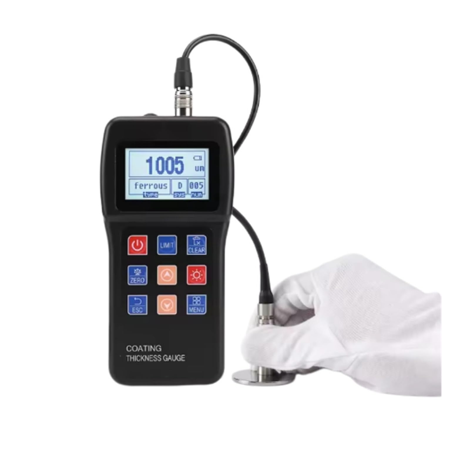 Portable Handheld ABS Coating Thickness Gauge High Accuracy Magnetic Eddy Current Technology 0.1m Resolution 5 Files for Industrial Inspection
