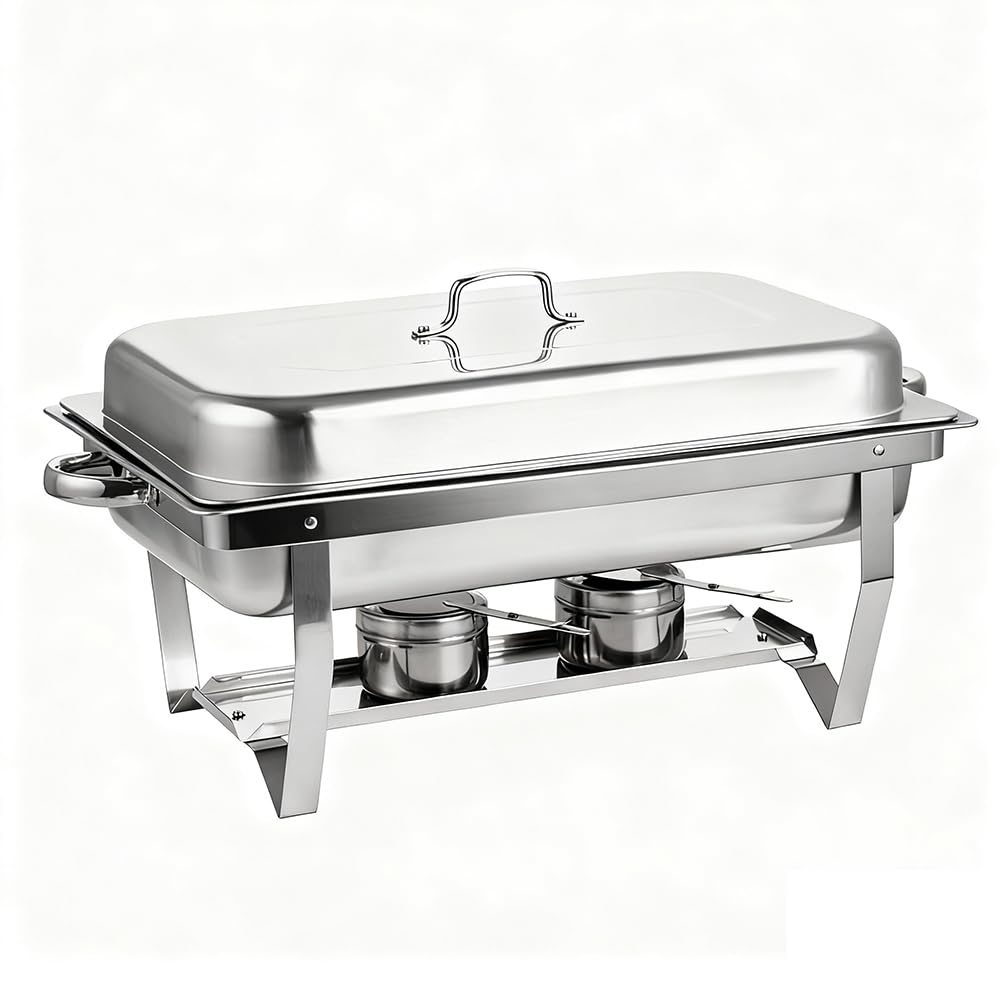 Chafing Dish INOX - Aparador calefactor de platos de acero inoxidable rectangular para aparador de restaurante Pique Nique, depósito de combustible, marco plegable (55 x 35,5 x 26 cm (2 piezas) (2))