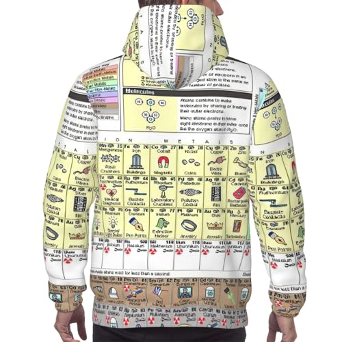 Sweat à capuche tableau périodique pour homme pull à cordon manches longues