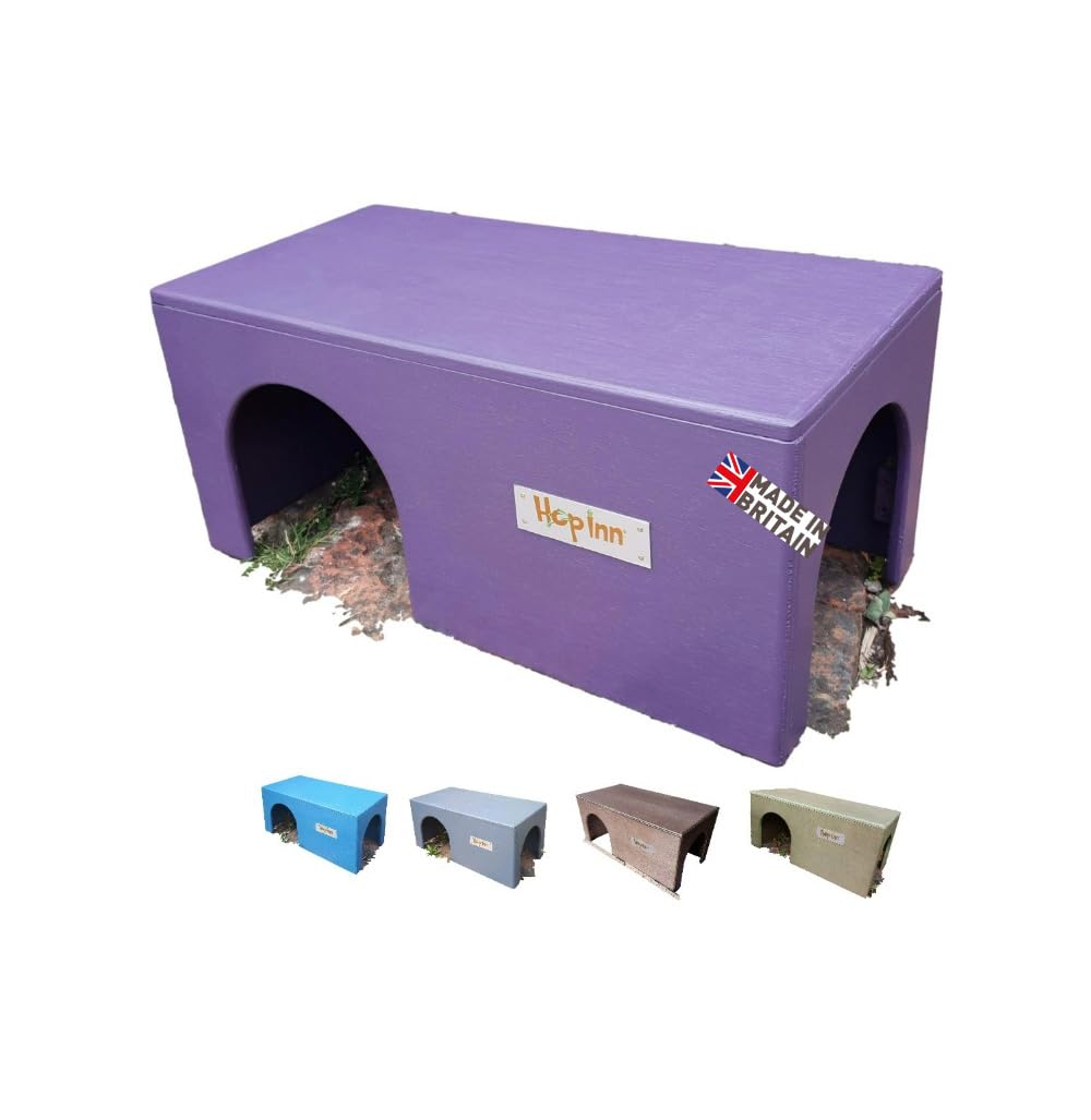 Hop Inn Guinea Pig House Hideaway Wooden (Czar Plum) - 40 cm L x 20 cm W x 18.5 cm H - Readymade - Won't tip over - All Weather Pet Friendly Exterior Treatment