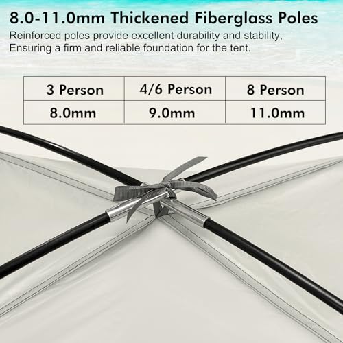 WhiteFang Beach Tent Anti-UV Portable Sun Shade Shelter for 3/4/6/8 Person, Extendable Floor with 3 Ventilating Mesh Win - Additional View